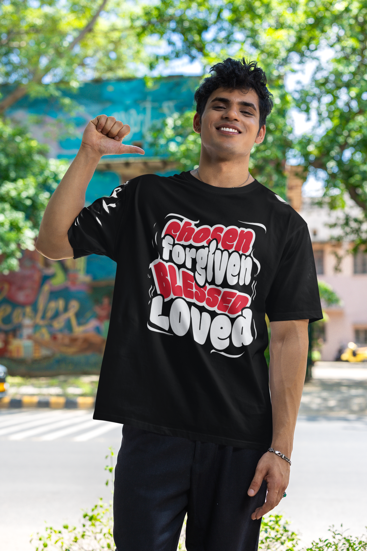 Chosen Forgiven Blessed Loved - Oversized Tshirt