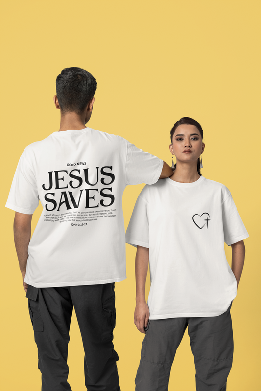 Jesus Saves - Off White - Oversized T-Shirt