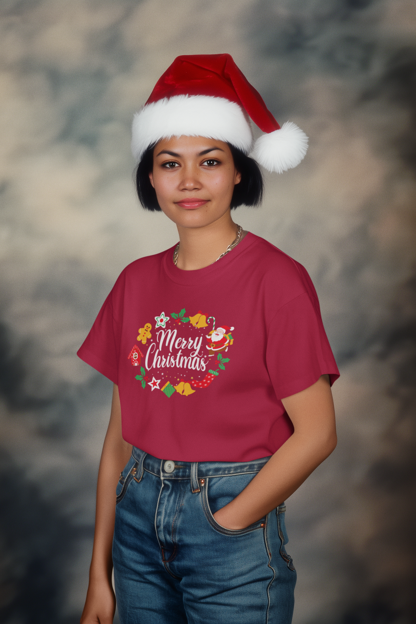 Merry Christmas in Red - Christmas Oversized T-Shirt